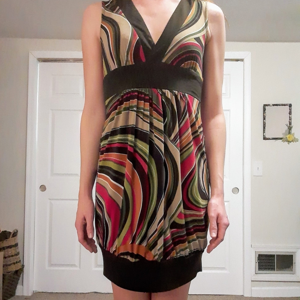 Multicolored Sleeveless Cocktail Dress